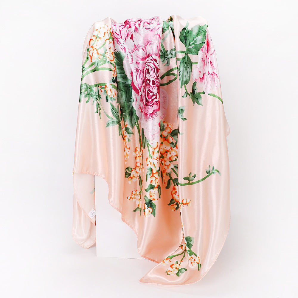 Cashew Print Silk Scarf for Women, European and American Trendy Versatile Shawl, 90cm Square Scarf