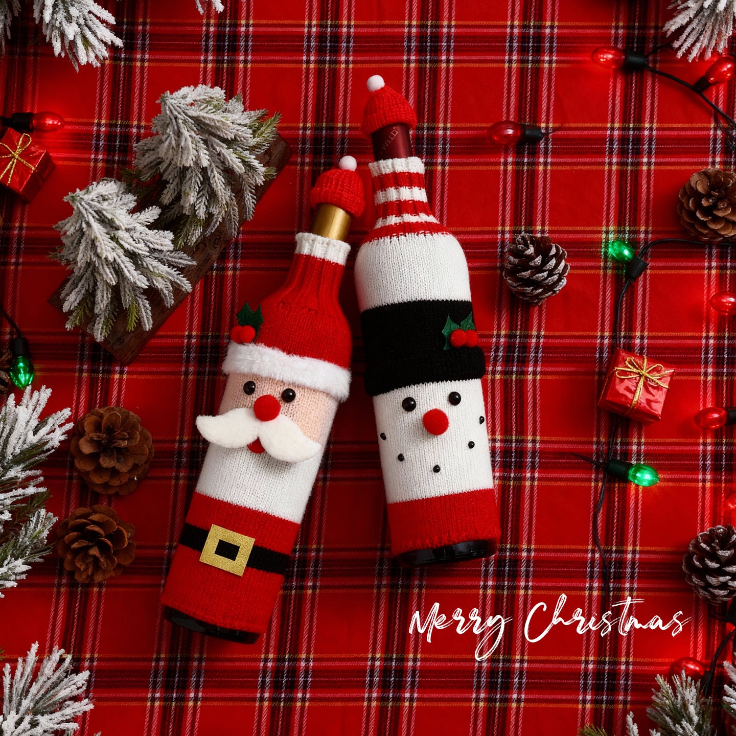 Christmas Wine Bottle Cover Champagne Red Wine Creative Knitted Elderly Wine Cover Hotel Restaurant Holiday Decoration Supplies