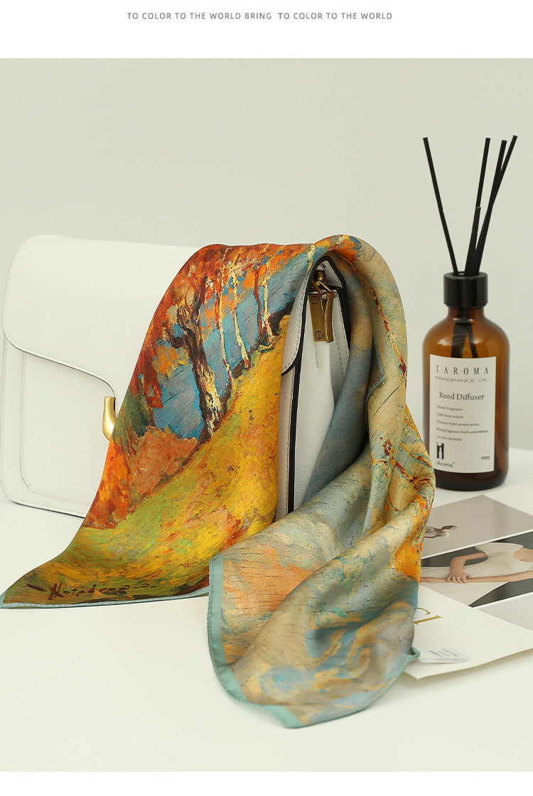 [100% Mulberry Silk] Silk Scarf for Women Autumn Scarf Neck Warmer Versatile Hairband Fashion Small Square Scarf
