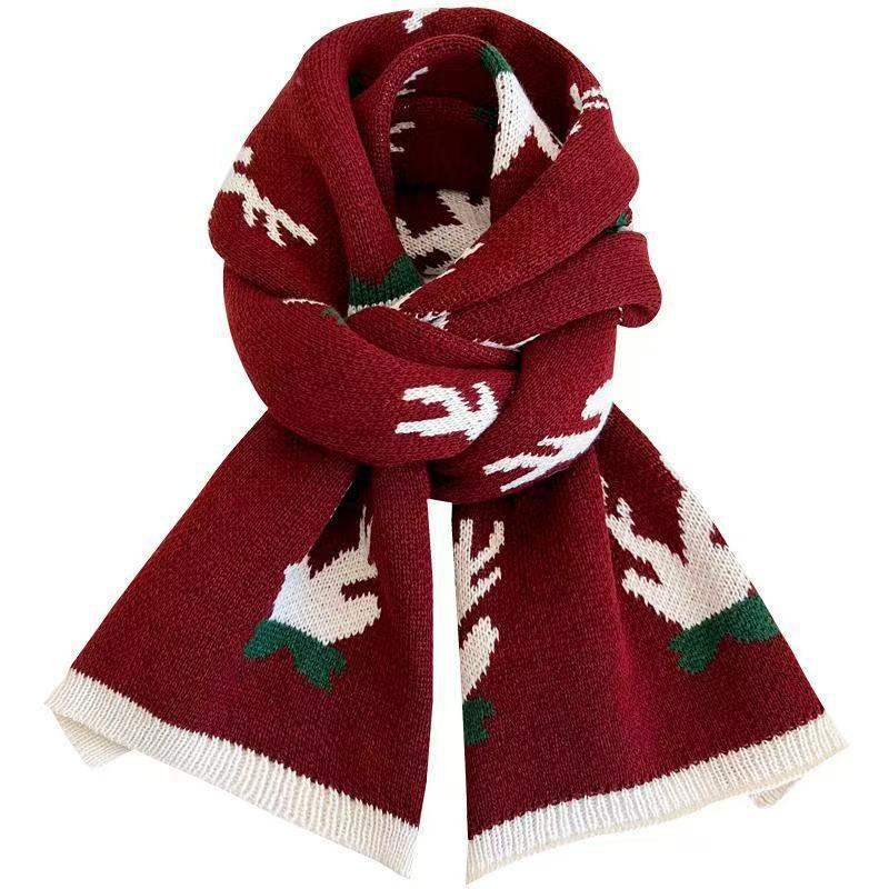 New Christmas Scarf for Women, Versatile, Brightening, Imitation Cashmere Reindeer Scarf, New Year Red Scarf