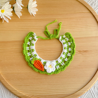 25 Spring Pet Knitted Scarf Cat Flower Woven Collar Dog Yarn Drool Towel Cute Orange Decoration