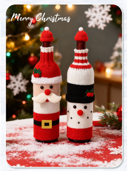 Christmas Wine Bottle Cover Champagne Red Wine Creative Knitted Elderly Wine Cover Hotel Restaurant Holiday Decoration Supplies