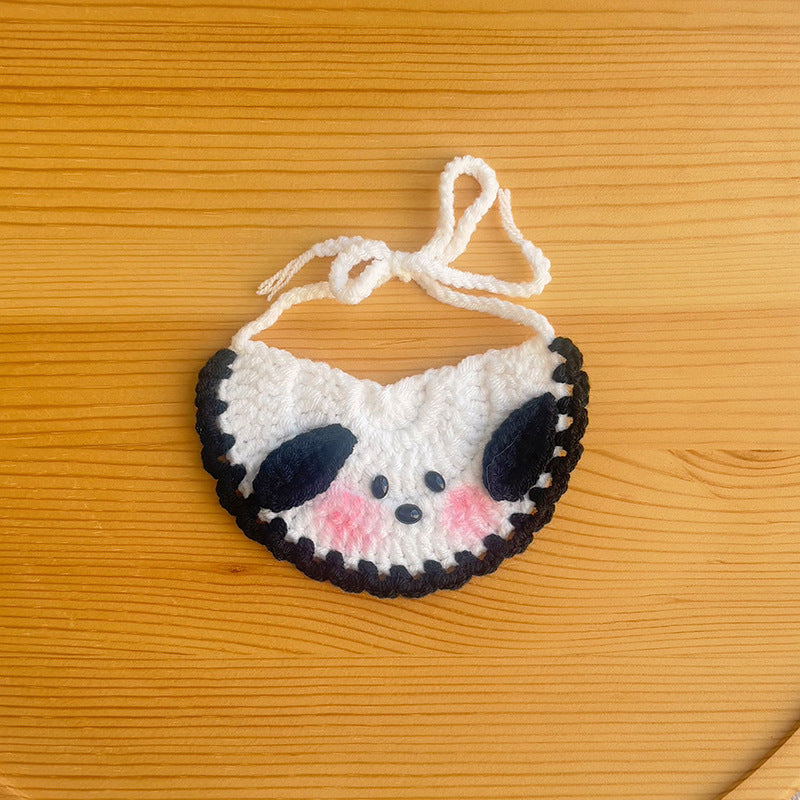 25 Spring Pet Knitted Scarf Cat Flower Woven Collar Dog Yarn Drool Towel Cute Orange Decoration