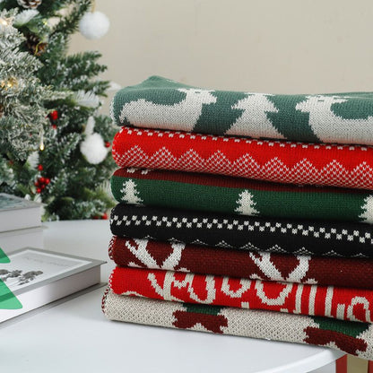 New Christmas Scarf for Women, Versatile, Brightening, Imitation Cashmere Reindeer Scarf, New Year Red Scarf