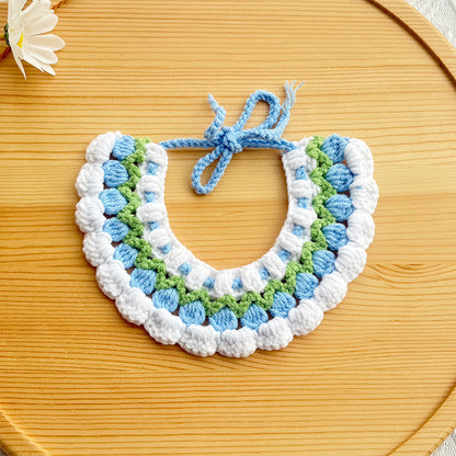 25 Spring Pet Knitted Scarf Cat Flower Woven Collar Dog Yarn Drool Towel Cute Orange Decoration
