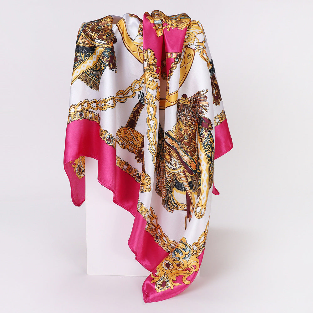 Cashew Print Silk Scarf for Women, European and American Trendy Versatile Shawl, 90cm Square Scarf