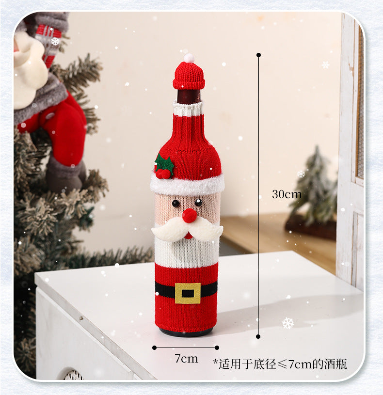 Christmas Wine Bottle Cover Champagne Red Wine Creative Knitted Elderly Wine Cover Hotel Restaurant Holiday Decoration Supplies