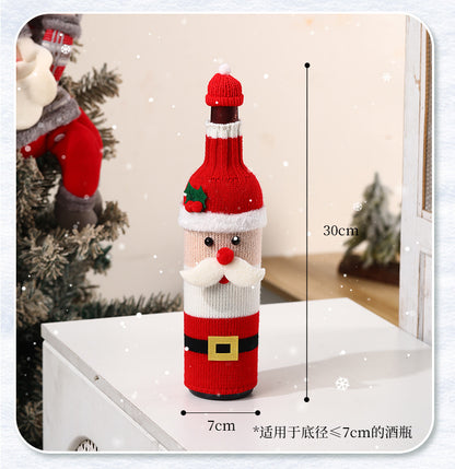 Christmas Wine Bottle Cover Champagne Red Wine Creative Knitted Elderly Wine Cover Hotel Restaurant Holiday Decoration Supplies