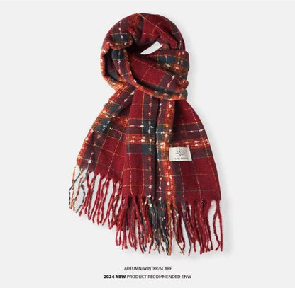 New Christmas Scarf for Women, Versatile, Brightening, Imitation Cashmere Reindeer Scarf, New Year Red Scarf