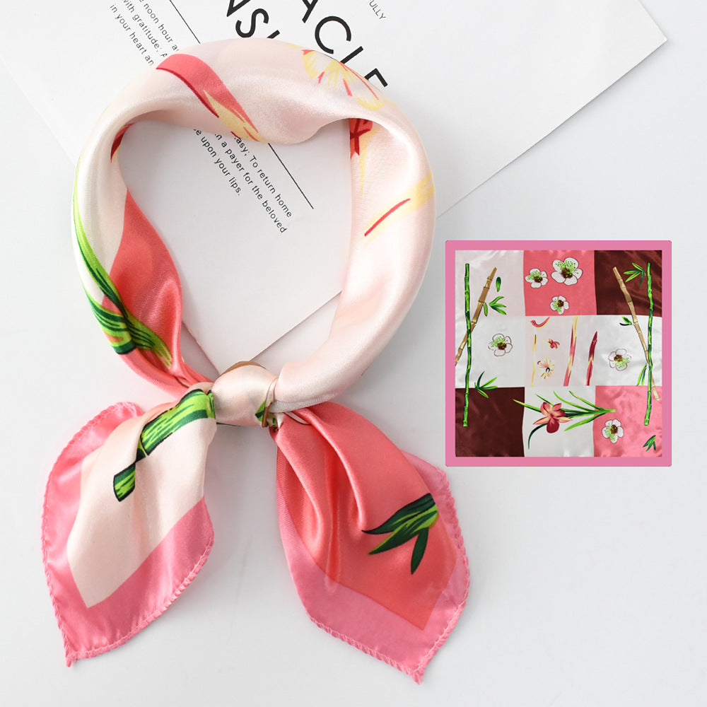 Flower Silk Scarf 50x50 Square Silk Scarf