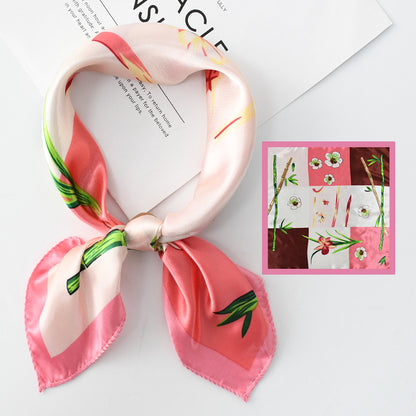 Flower Silk Scarf 50x50 Square Silk Scarf