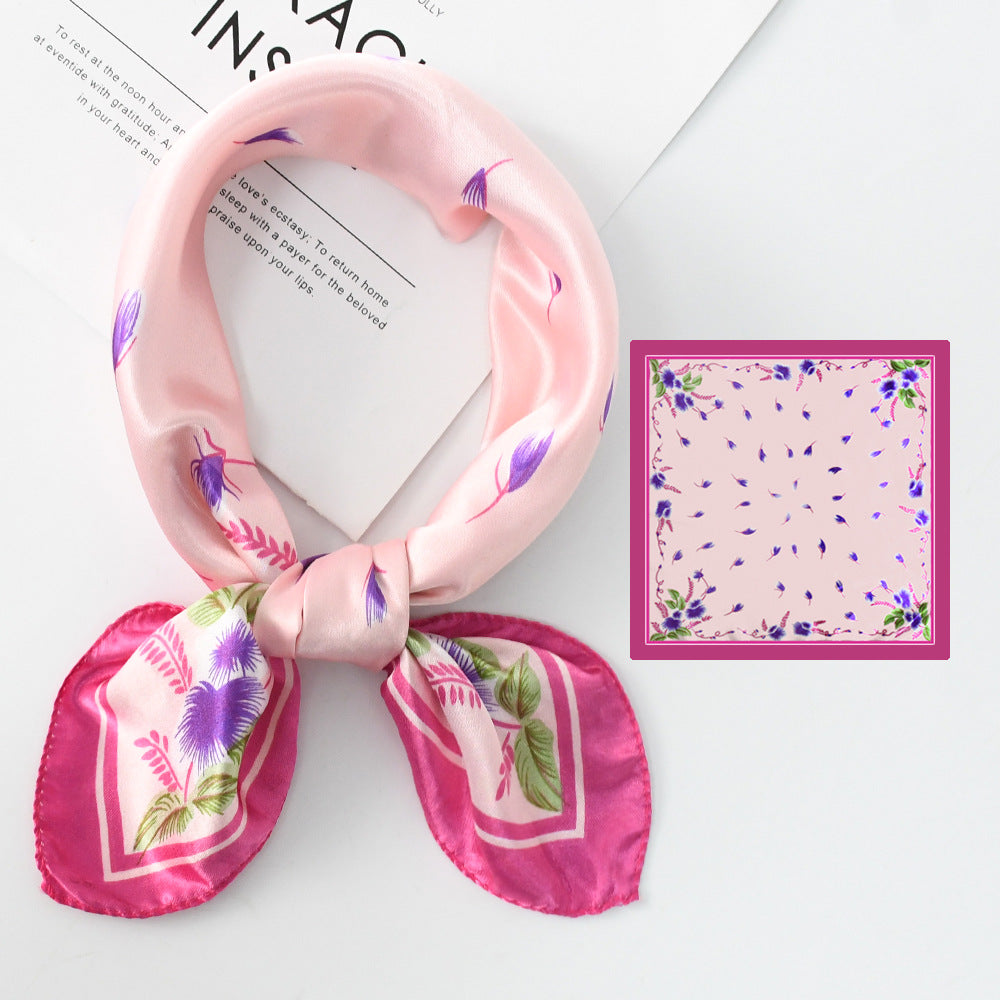 Flower Silk Scarf 50x50 Square Silk Scarf