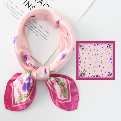 Flower Silk Scarf 50x50 Square Silk Scarf