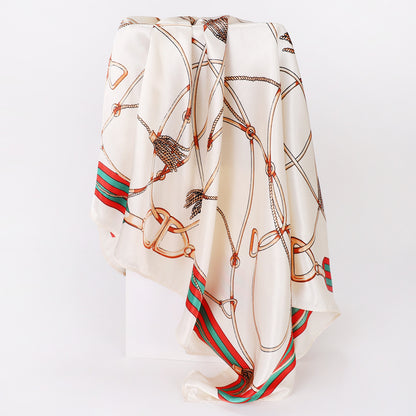 Cashew Print Silk Scarf for Women, European and American Trendy Versatile Shawl, 90cm Square Scarf