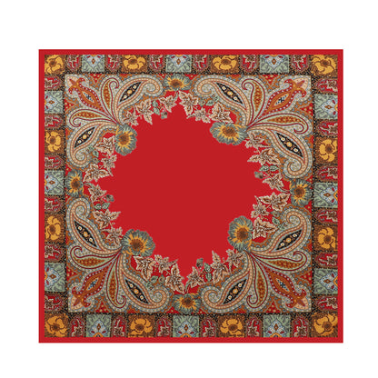 Cashew Print Silk Scarf for Women, European and American Trendy Versatile Shawl, 90cm Square Scarf