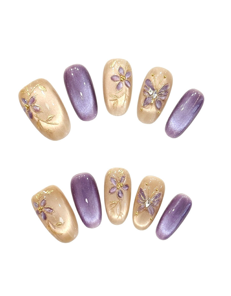 purple stick on nails