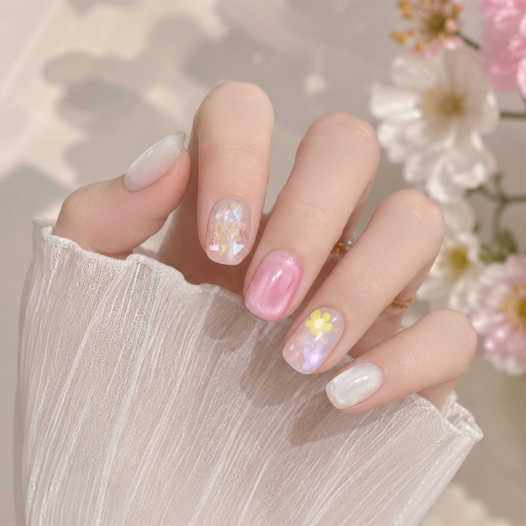 Whispers Among Flowers - Short Square Nails