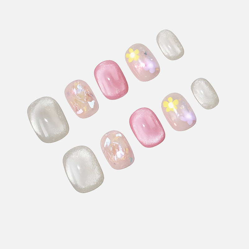 Whispers Among Flowers - Short Square Nails