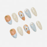 Summer Beach Starfish Shell Nails- Short Almond Nails