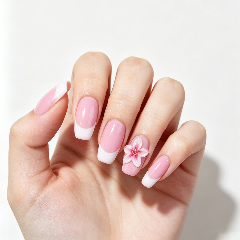 Pink Flowers - Medium Square French Press Ons