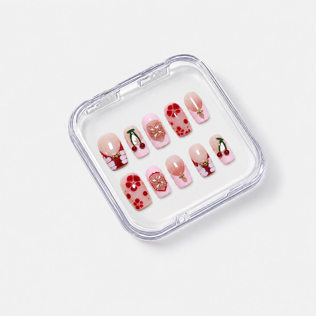 Cherry Bow Sweet Short Square - Box