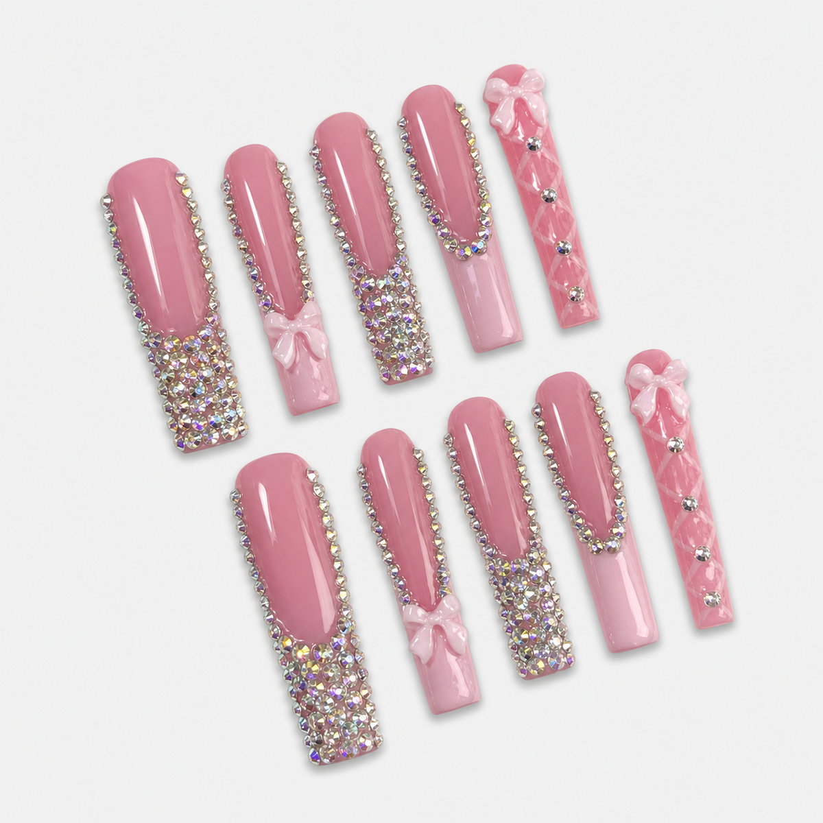 Pink Diamond Bow Luxe – Extra Long Square
