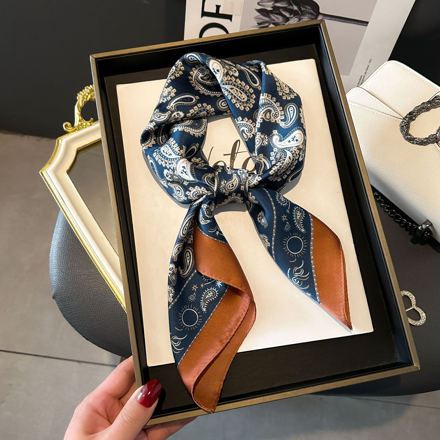 Peacock Blue Classic Waistband Silk Scarf