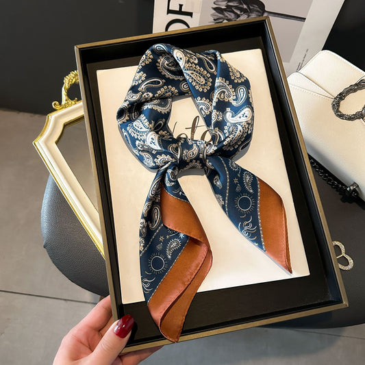 Peacock Blue Classic Waistband Silk Scarf