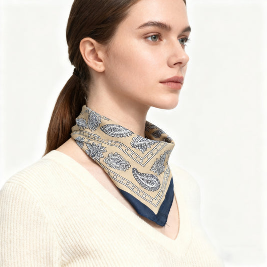 Beautiful Silk Scarves Yellow and White Paisley Silk Scarf