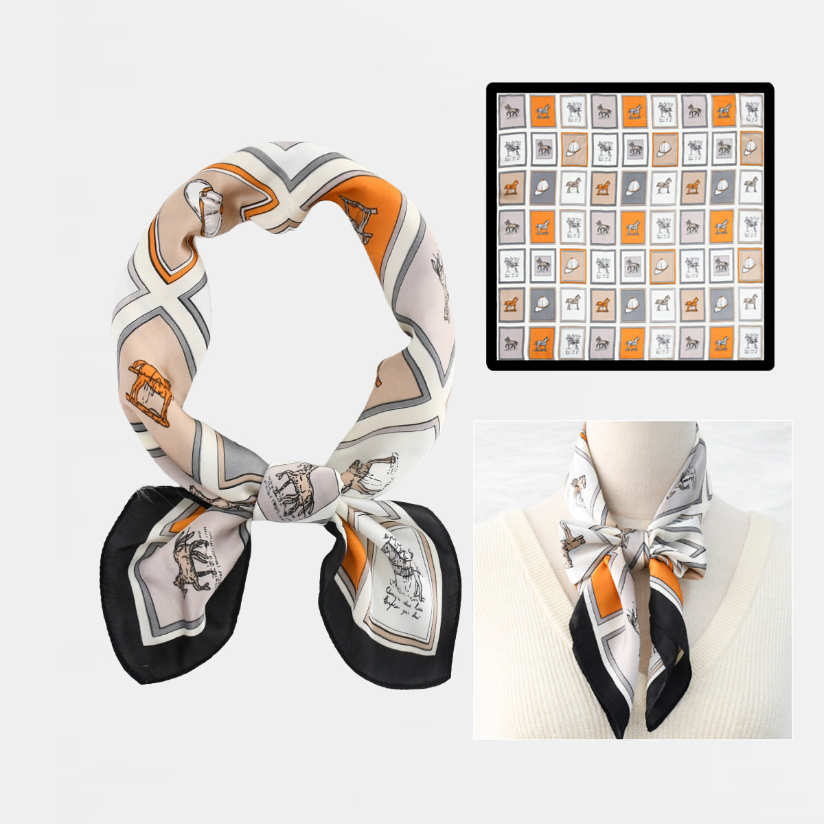 horse print silk scarf 