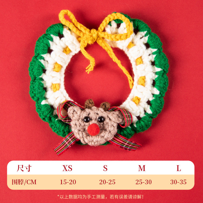 Christmas Pet Collar New Year Knitted Cat Scarf Decoration Bib Pet Supplies Dog Bib