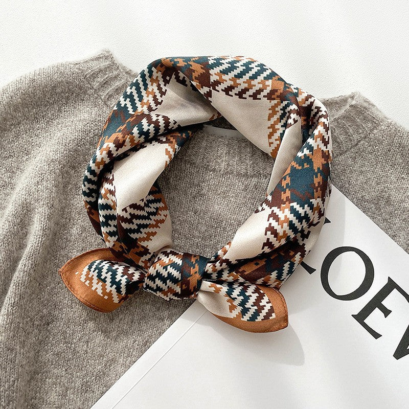 [100% Mulberry Silk] Silk Scarf for Women Autumn Scarf Neck Warmer Versatile Hairband Fashion Small Square Scarf