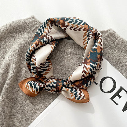 [100% Mulberry Silk] Silk Scarf for Women Autumn Scarf Neck Warmer Versatile Hairband Fashion Small Square Scarf