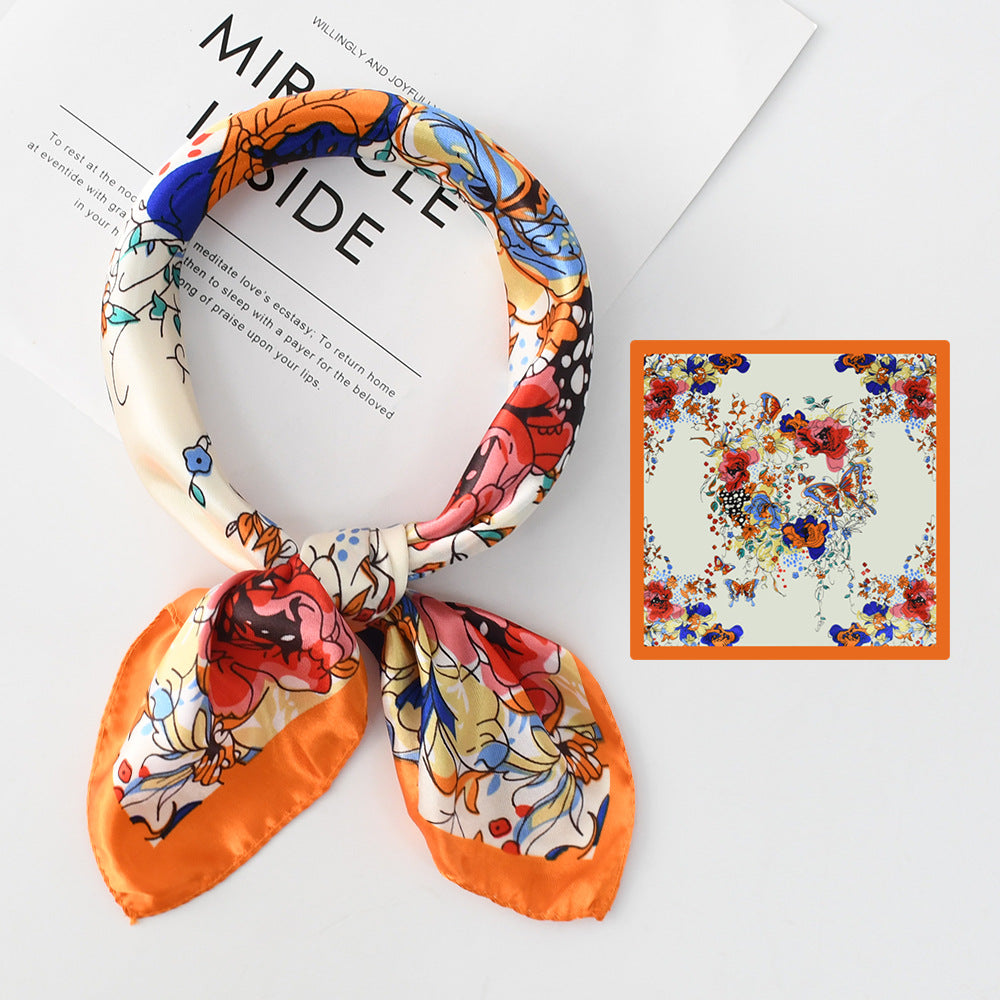 Flower Silk Scarf 50x50 Square Silk Scarf