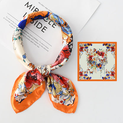 Flower Silk Scarf 50x50 Square Silk Scarf