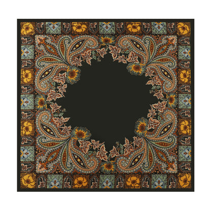 Cashew Print Silk Scarf for Women, European and American Trendy Versatile Shawl, 90cm Square Scarf