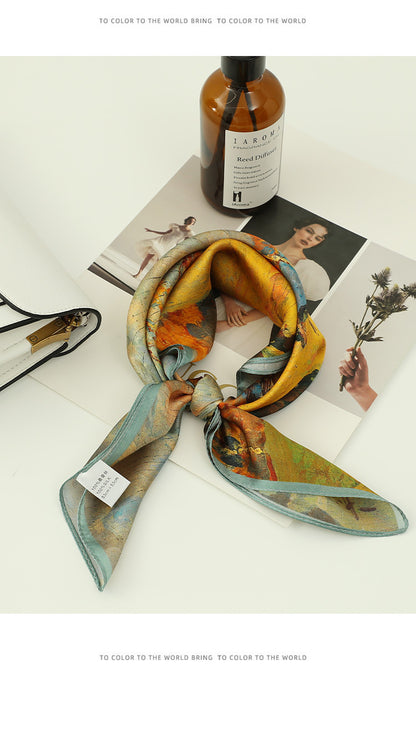 [100% Mulberry Silk] Silk Scarf for Women Autumn Scarf Neck Warmer Versatile Hairband Fashion Small Square Scarf