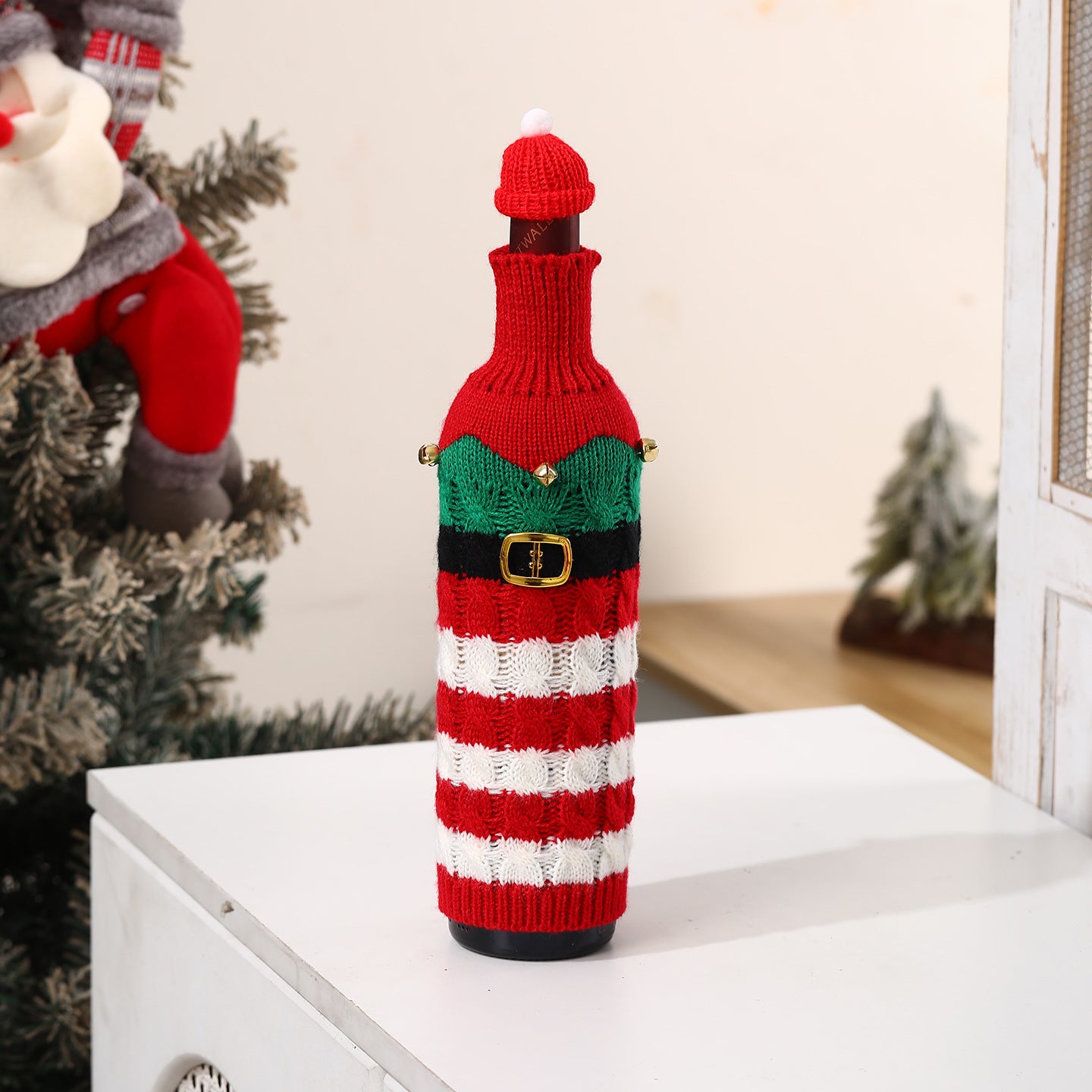 Christmas Wine Bottle Cover Champagne Red Wine Creative Knitted Elderly Wine Cover Hotel Restaurant Holiday Decoration Supplies