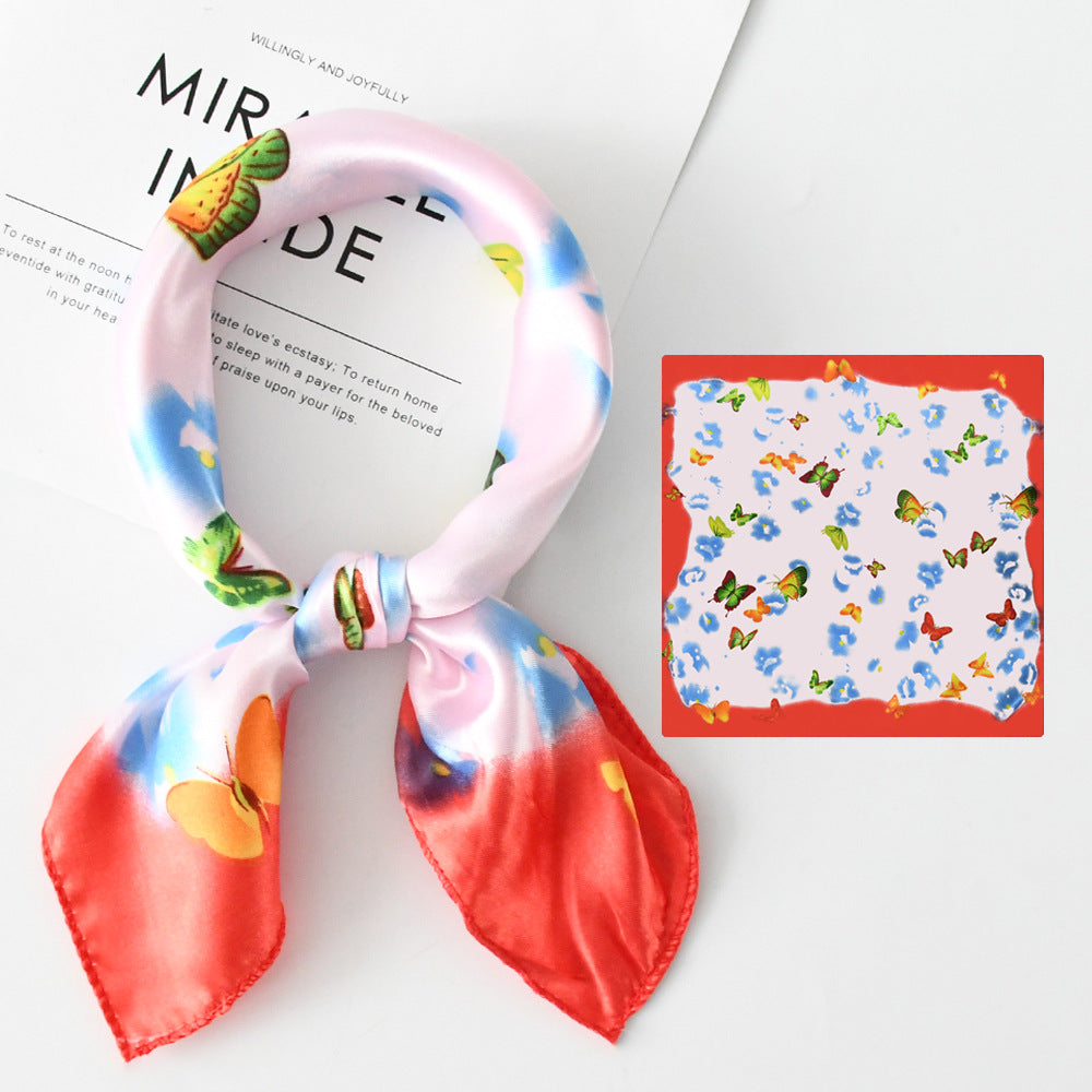 Flower Silk Scarf 50x50 Square Silk Scarf