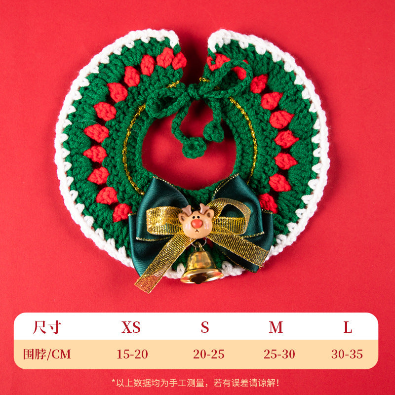 Christmas Pet Collar New Year Knitted Cat Scarf Decoration Bib Pet Supplies Dog Bib