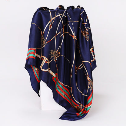 Cashew Print Silk Scarf for Women, European and American Trendy Versatile Shawl, 90cm Square Scarf