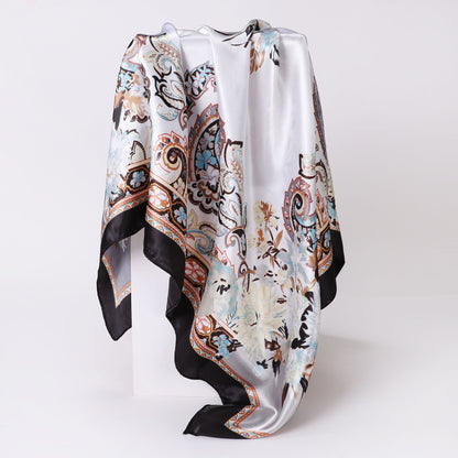 Cashew Print Silk Scarf for Women, European and American Trendy Versatile Shawl, 90cm Square Scarf