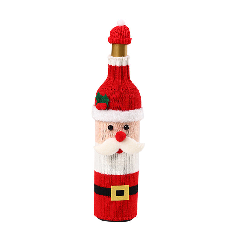 Christmas Wine Bottle Cover Champagne Red Wine Creative Knitted Elderly Wine Cover Hotel Restaurant Holiday Decoration Supplies