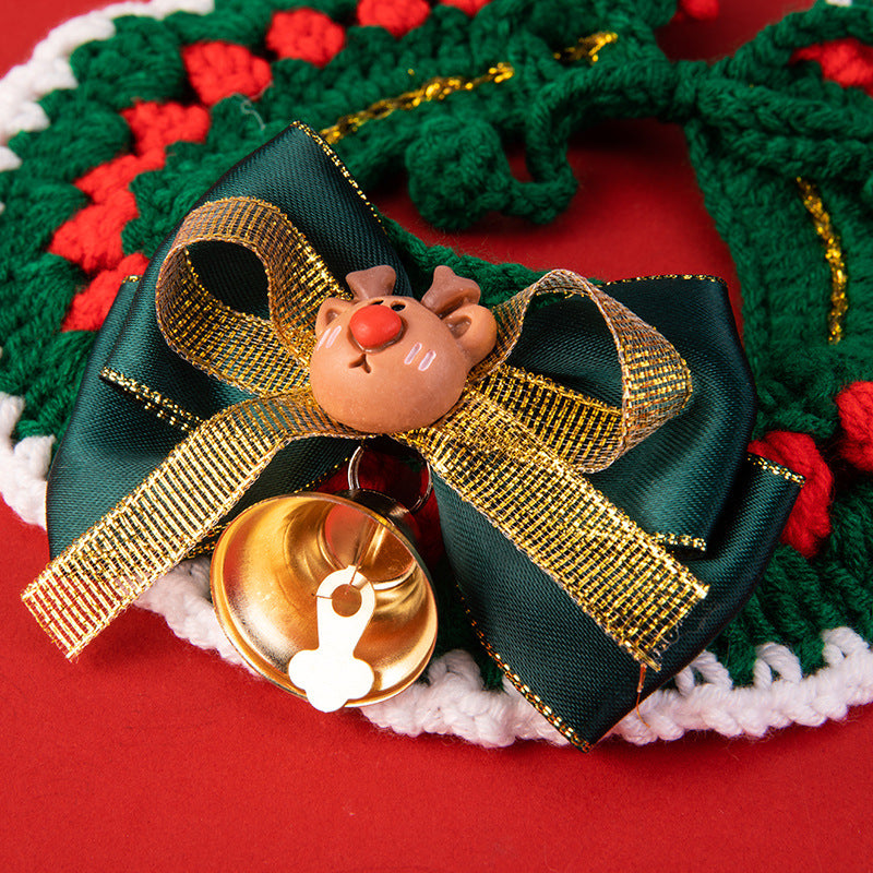Christmas Pet Collar New Year Knitted Cat Scarf Decoration Bib Pet Supplies Dog Bib