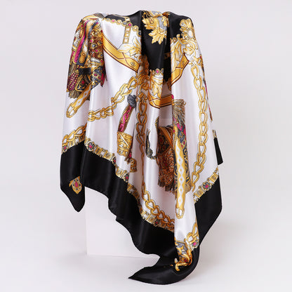 Cashew Print Silk Scarf for Women, European and American Trendy Versatile Shawl, 90cm Square Scarf