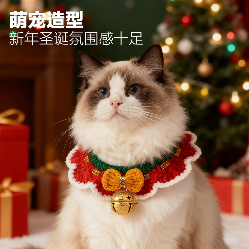 Christmas Pet Collar New Year Knitted Cat Scarf Decoration Bib Pet Supplies Dog Bib