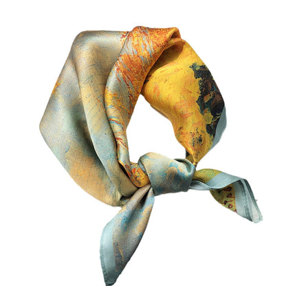 [100% Mulberry Silk] Silk Scarf for Women Autumn Scarf Neck Warmer Versatile Hairband Fashion Small Square Scarf