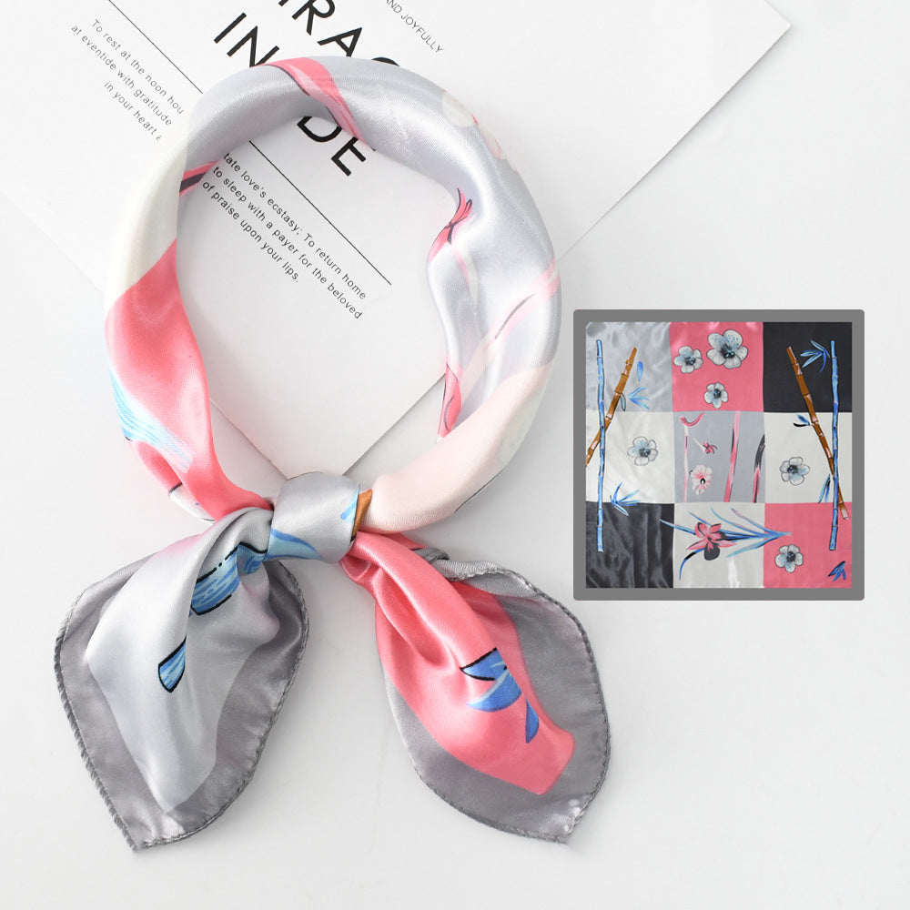 Flower Silk Scarf 50x50 Square Silk Scarf