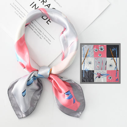 Flower Silk Scarf 50x50 Square Silk Scarf