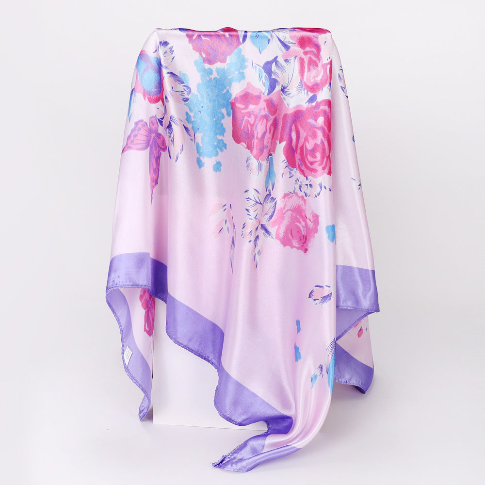 Cashew Print Silk Scarf for Women, European and American Trendy Versatile Shawl, 90cm Square Scarf